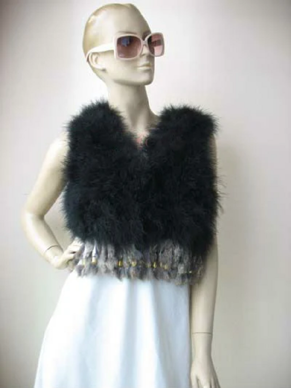 Abrigo de piel de pluma de avestruz Real para niña, chaleco de invierno, chal, negro, azul