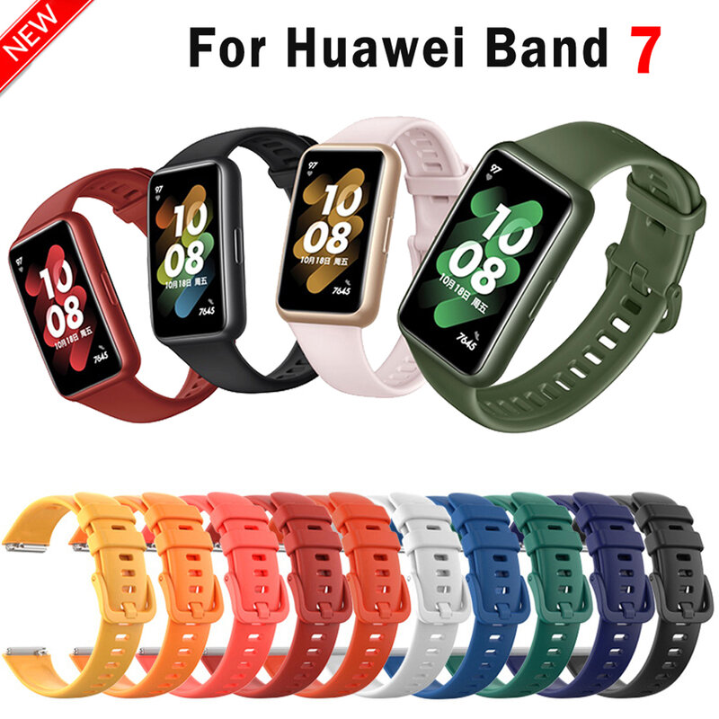 สายซิลิโคนนิ่มสำหรับ Huawei Band 7อุปกรณ์เสริมอะไหล่สร้อยข้อมือสำหรับ Huawei Watch Band 7สายรัดข้อมือสำหรับ Huawei Watch Band7