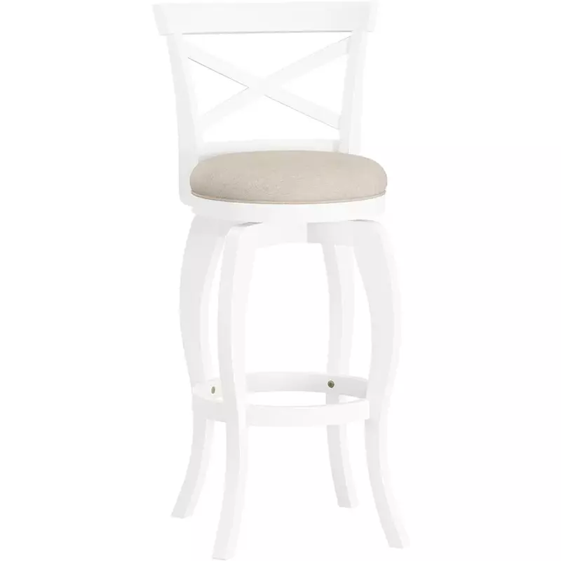 나무 회전 높은 의자 바 스툴, 30.5 인치 높이, 흰색