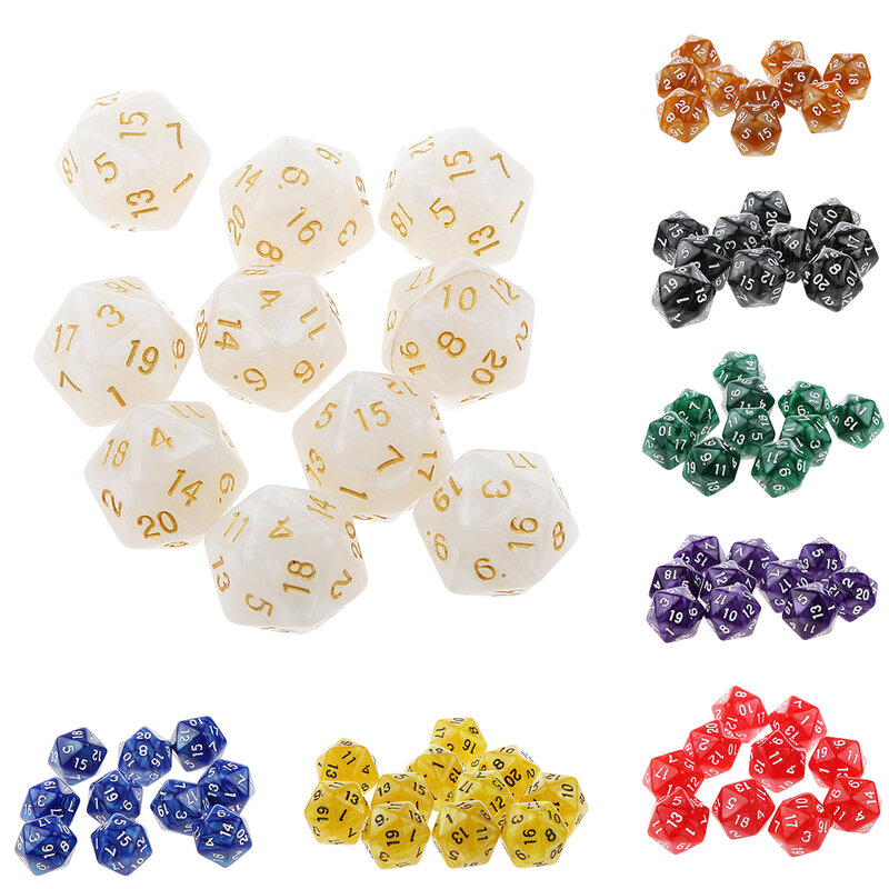 10ชิ้น/เซ็ต D20สี Acrylic Polyhedral ลูกเต๋า20ด้านลูกเต๋าเกมชุด2สี Swirl ชุดลูกเต๋า DND สำหรับ D & D TRPG Board เกมกระดาน