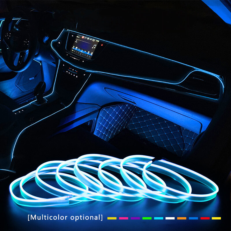 Éclairage intérieur de voiture LED, lampe d'escales automobiles, décoration de bande, guirxiété, câble métallique, ligne de tube, néon flexible, clé USB
