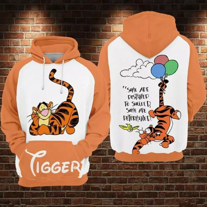 2024 Disney Cartoon Winnie The Pooh Tigger Some Are Men and Women To Succeed Some Are Determined Over Print 3D Zip Hoodie