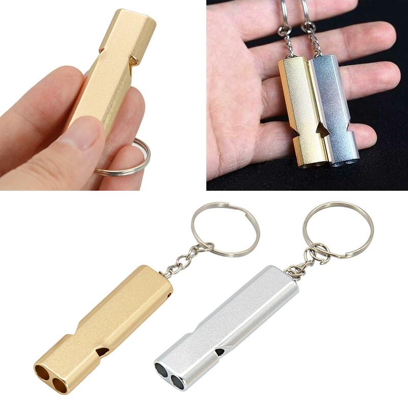 2 Pieces Emergency with Keychain, Aluminum Survival for Camping Hiking Hunting Outdoors Sports, Loud Sound