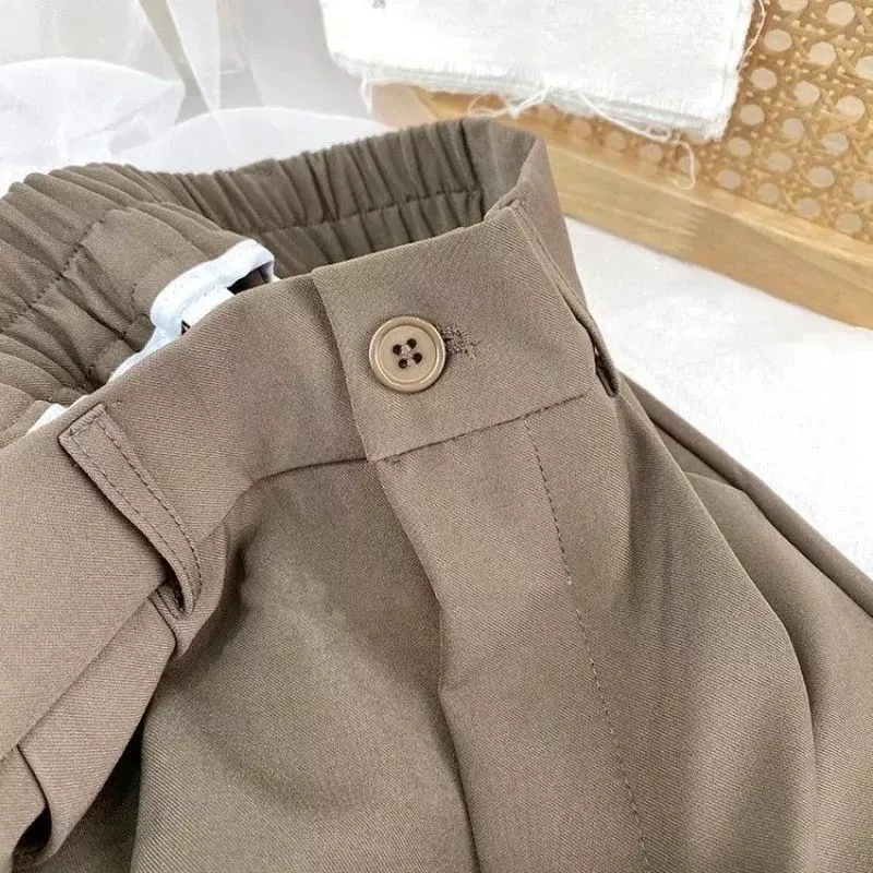 Calça Haren de cintura alta elástica feminina, terno preto, calça casual, estilo coreano, calça de escritório sólida, outono, primavera, 2023