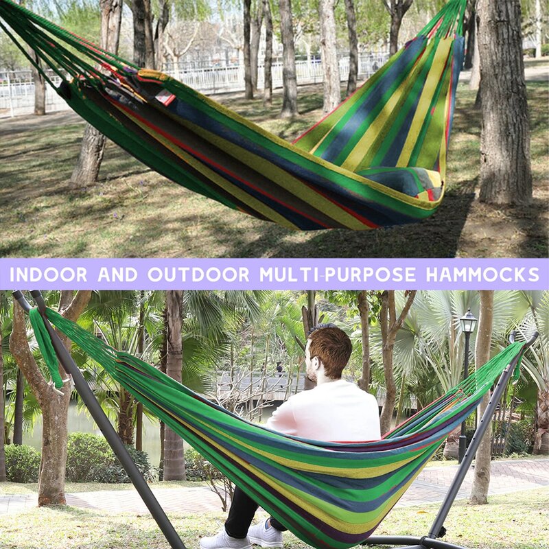 Rede com moldura de metal para pátio ao ar livre gramado, balanço livre, cadeira de viagem de acampamento, tropical, resistente