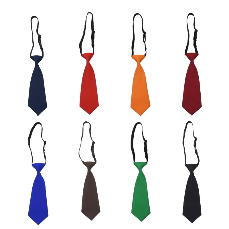 Cravate d'école pour garçons, cravate pour enfants pour mariage, cravates à boucle couleur unie