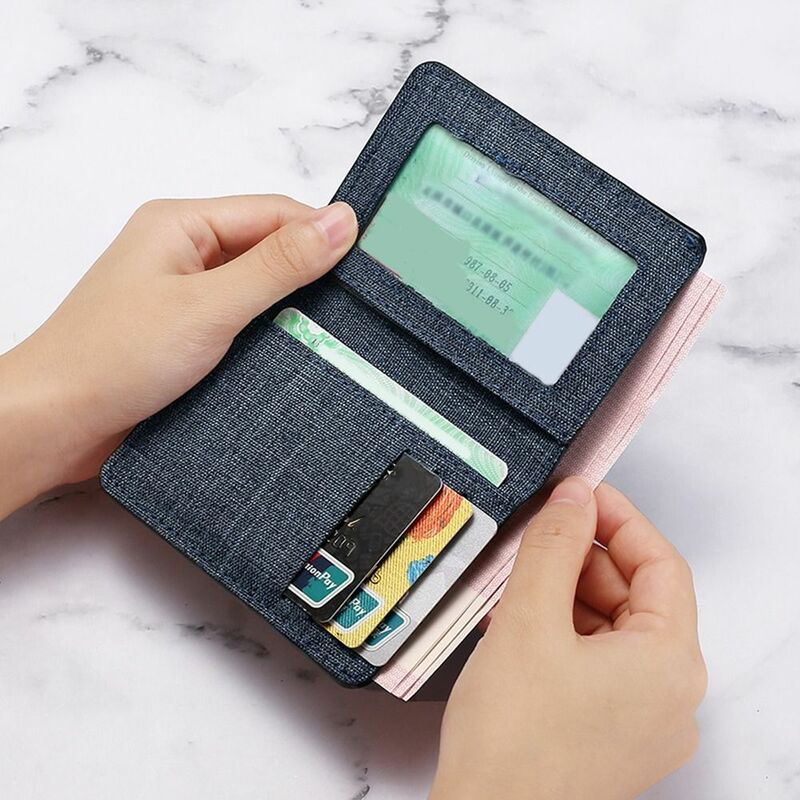 محفظة قصيرة متعددة الأغراض ذات طولتين للرجال والنساء ، قماش محمول ، محفظة عملات بسحاب ، متعددة الجيوب ، حامل بطاقات العمل