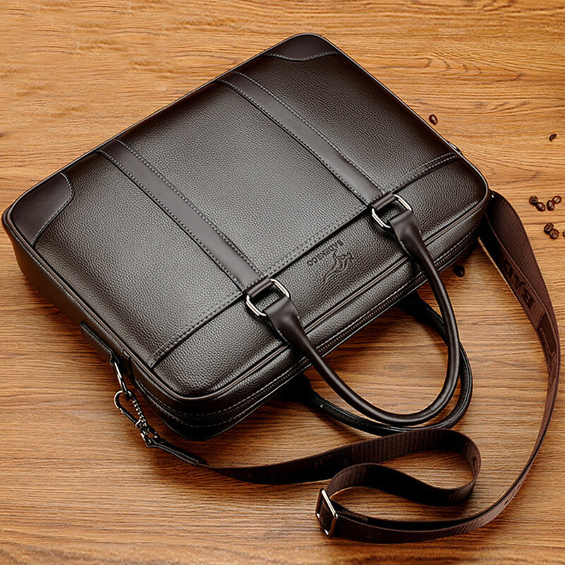 Деловая сумка из натуральной кожи, портфель для ноутбука 15,6 дюйма, офисный мессенджер через плечо, вместительный саквояж на плечо