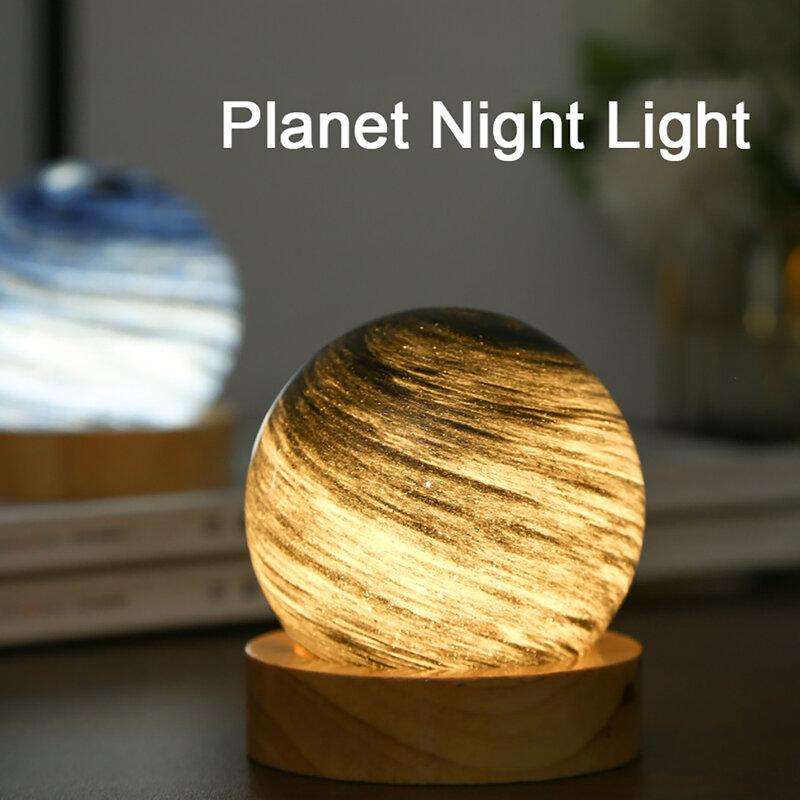 3D 80mm Planet Lamp 3-color Stepless Dimming Creative Romantic Bedroom Night Light For Christmas Birthday Gifts
