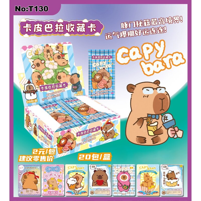 Kartu Capybara asli untuk anak, mainan meja keluarga kartu koleksi permainan terbatas indah versi Q lucu sangat stabil secara paralel