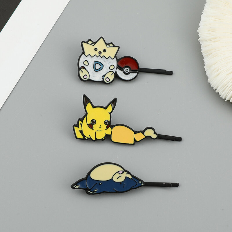 Anime Pokemon Pikachu Togepi Snorlax Inspired Hair Clip Metal Hair Claw Hairpin Jewelry Hair Accessories for Girl Barrettes