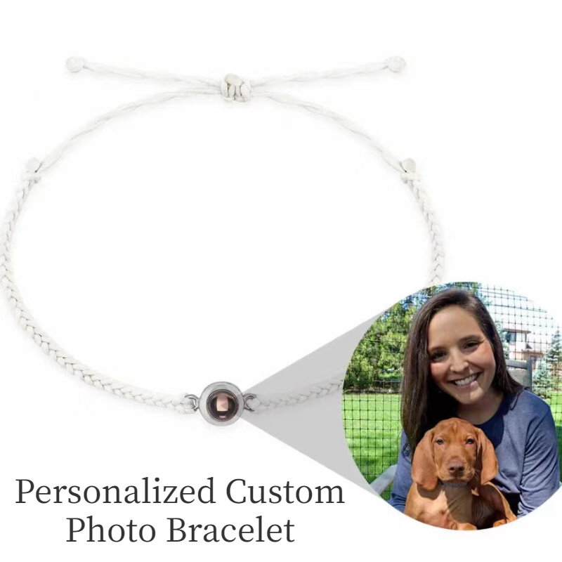 Personalized Circle Photo Bracelet Custom Photo Bracelet with Couple Projection Bracelets Memorial Jewelry Gift for Women Men