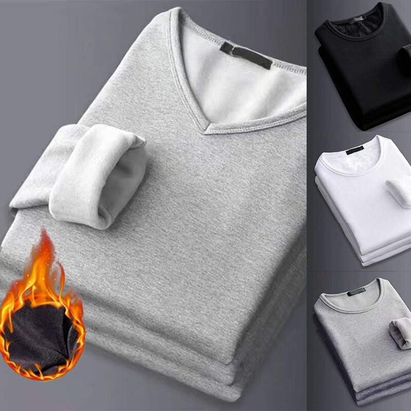 Men Thermal Underwear Tops Long Johns For Male High Elastic Fleece Thickened T-Shirt Slim Keep Warm Winter Clothes Top Selling
