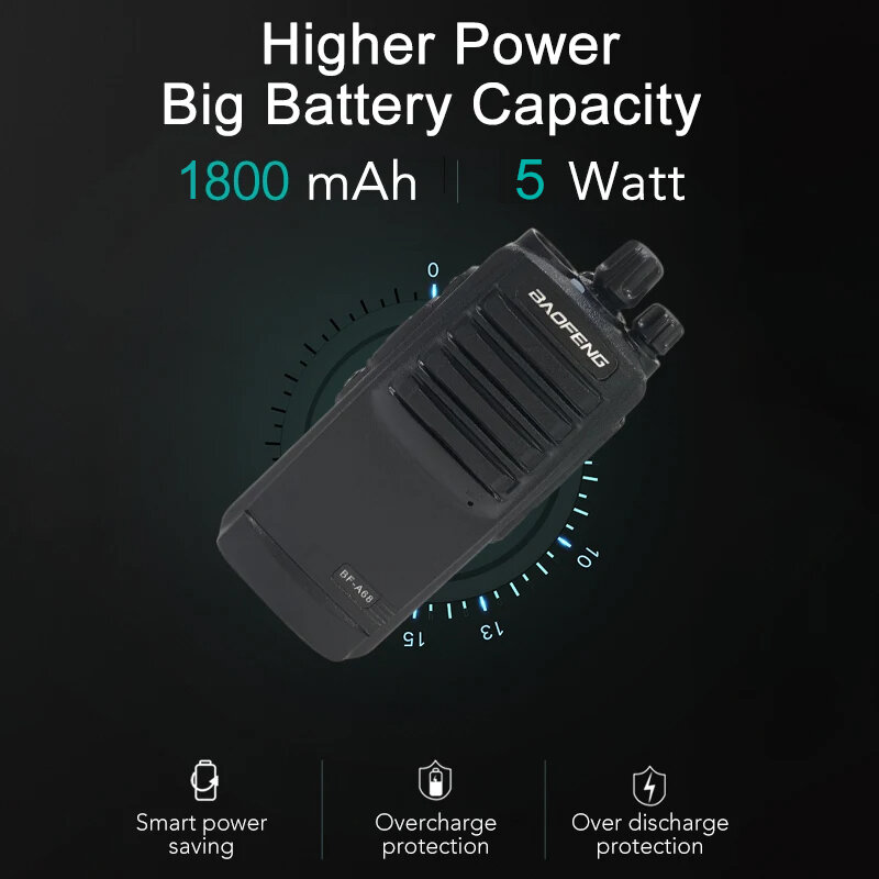 Baofeng BF-A68 5W UHF 400-470MHz 1800mAh High Power Walkie Talkie 16CH Transceiver Long Distance Portable FM Ham Radios CTCSS