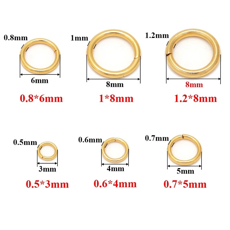 Золотистые соединительные кольца из нержавеющей стали, 4 мм, 5 мм, 6 мм, 7 мм, 8 мм, разъемные кольца для изготовления ювелирных изделий своими руками, оптовая продажа