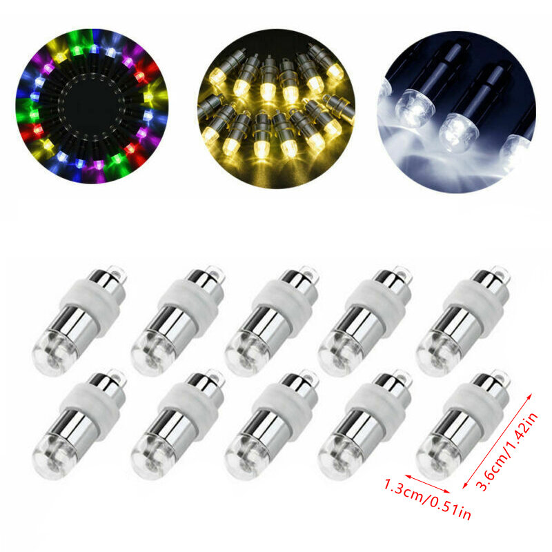 Miniluces LED no parpadeantes, 10 piezas, con pilas, para globos, faroles de papel, decoración Floral para fiestas, impermeables, sumergibles