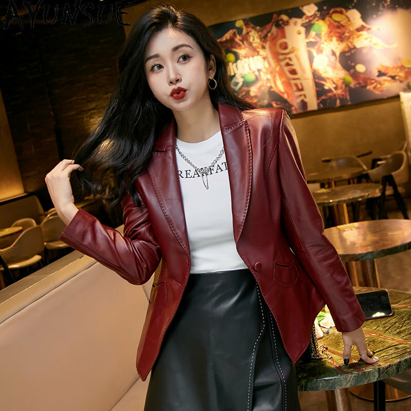AYUNSUE Real Leather Jacket Women Genuine Sheepskin Coat High Quality Natural Leather Jackets Woman Elegant Women Clothes SGG