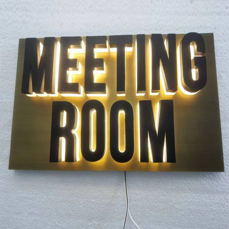 Factory Outlet Custom Made back lit Stainless steel Room Signboards, Indoor Metal Halo Lit Home Numbers LED Signs