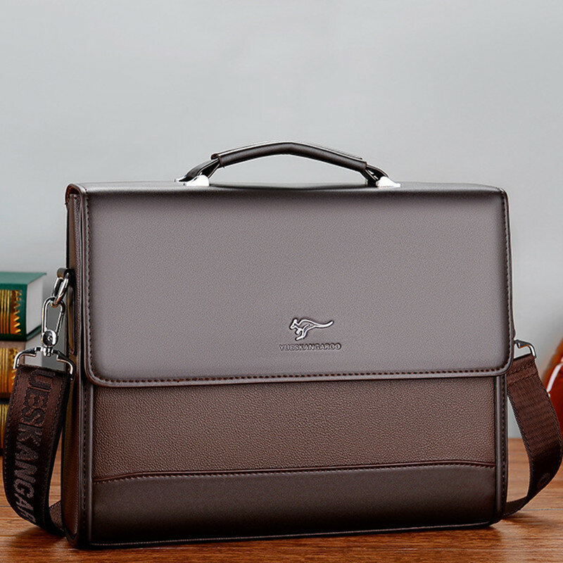 Vintage Pu Leder Männer Aktentasche Tasche Executive Handtasche für Dokumente männliche Geschäft Schulter Umhängetasche Laptop tasche für Mann
