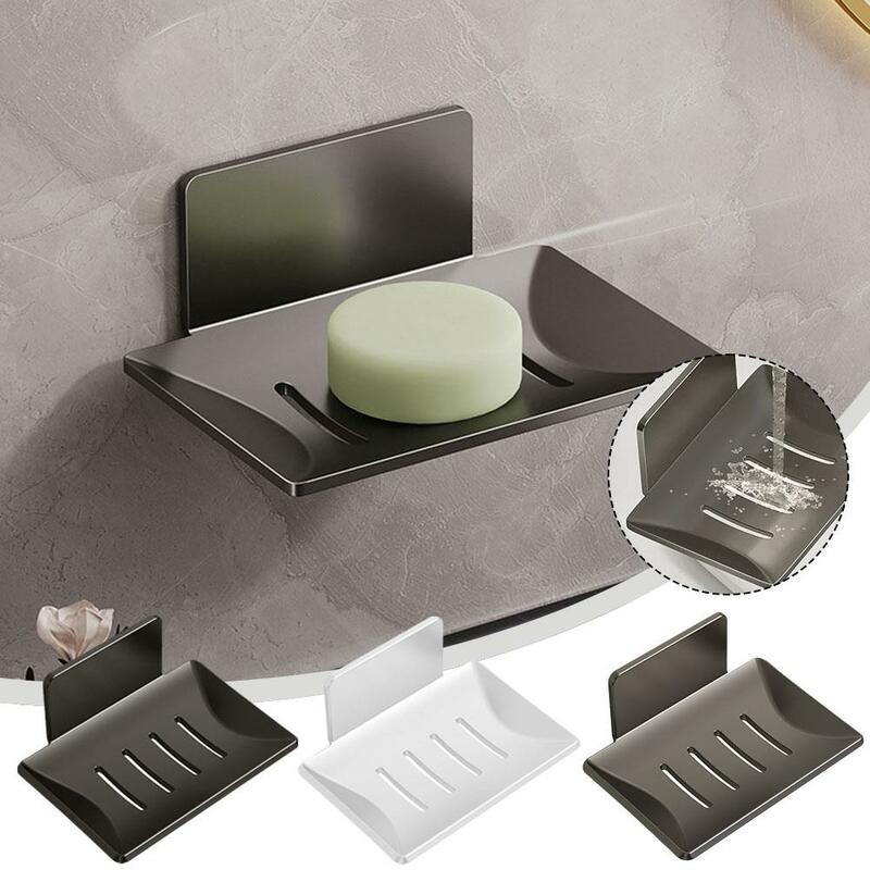 High Quality Soap Rack Self Adhesive Bath Soap Dish Plate Wall Supplies Storage Bathroom Organizers Holder Tray Box Mounted W0u5