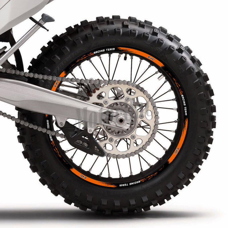Adesivo riflettente per ruota del motociclo decalcomanie per cerchioni Accessori per mozzo a nastro a righe impermeabile per KTM 125/250/300/350/450/500 EXC Racing