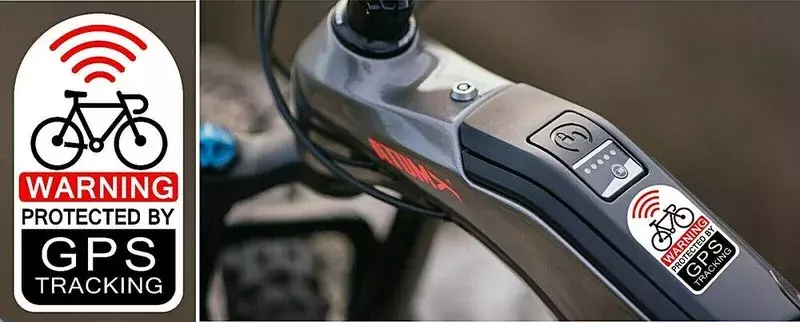 53mm * 30mm 2 sztuk GPS chronione śledzenia naklejki ostrzegawcze rower rowerowy zapobiegania kradzieży