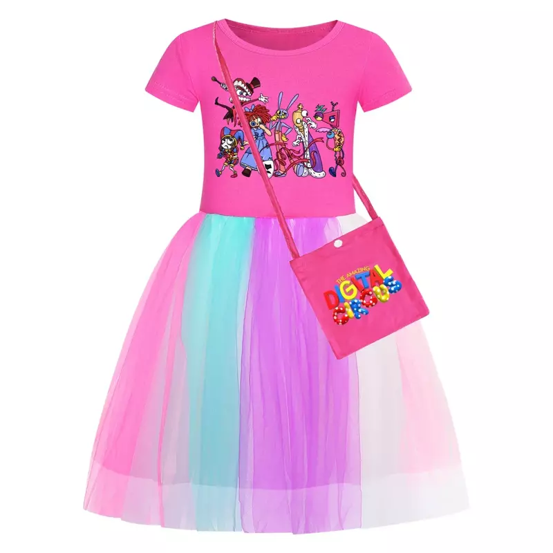 Baby Girls' Elegant Lace Princess Dress, Vestido Circo Digital, Roupa Infantil, Casamento Infantil, Festa de Aniversário, Pomni, Jax, Novo