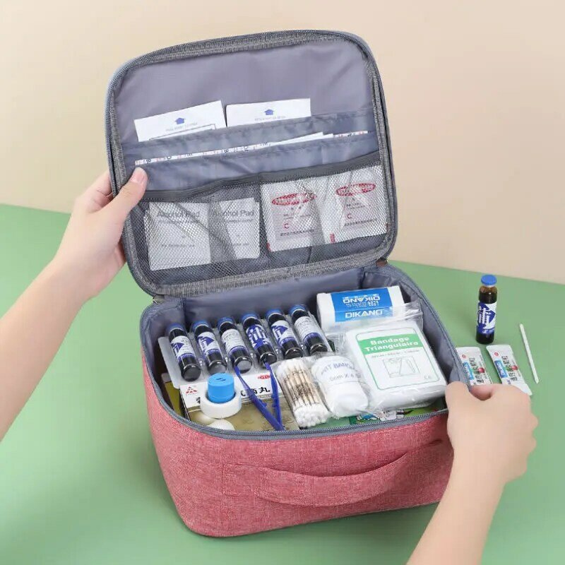 Rumah perjalanan Kit pertolongan pertama kapasitas besar tas penyimpanan obat kosong kotak medis portabel kasus bertahan hidup luar ruangan kantong darurat