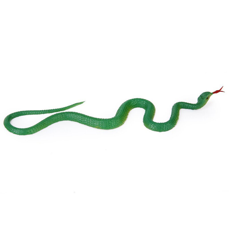 Jouet de simulation de serpent en plastique souple, pointe en caoutchouc de salle, vert