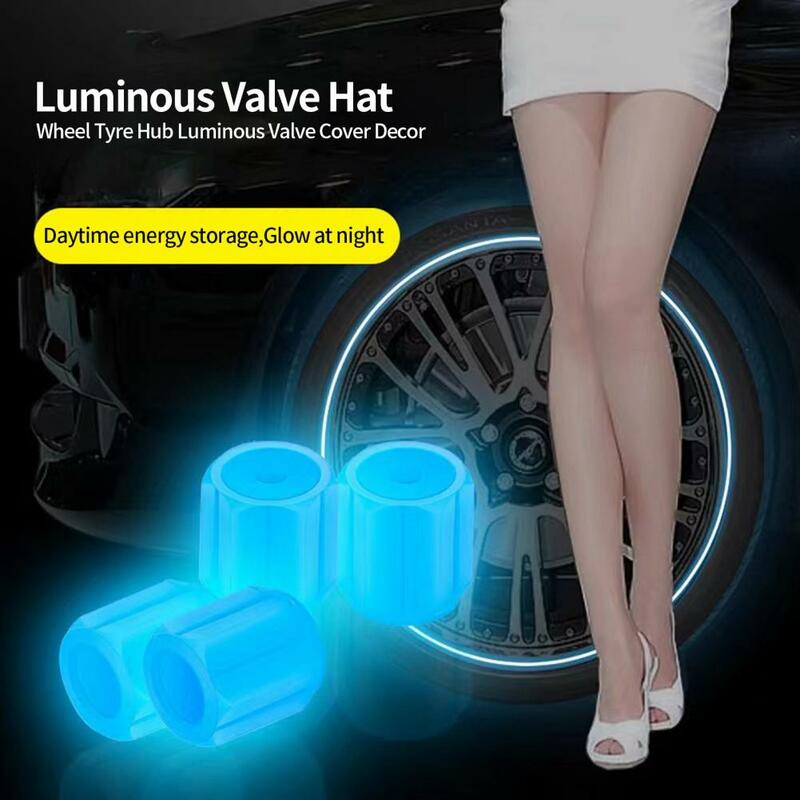 12Pcs Car Valve Hat Fluorescent Night Glowing Glow-in-the-dark Wheel Tyre Hub Luminous Valve Cover Decor Bicycle Supplies