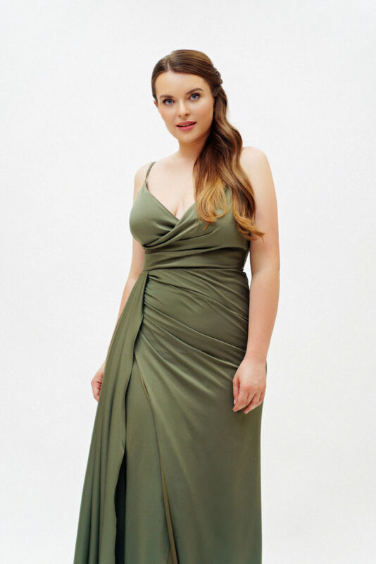 Женское облегающее платье с V-образным вырезом, с высоким разрезом