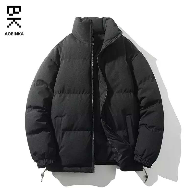 2023 зимнее свободное мужское хлопковое пальто в гонконгском стиле, однотонное пальто с воротником-стойкой, верхняя одежда, хлопковое пальто, утепленное холодное пальто Zi