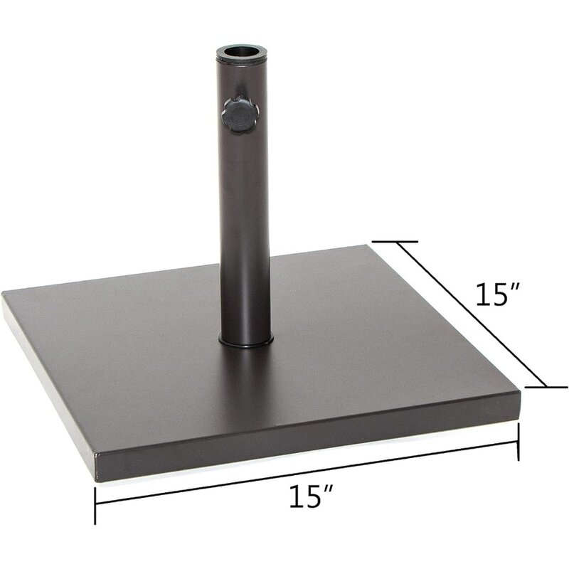 Base de parapluie décorative carrée en ciment, noir, 15 po, 26lb
