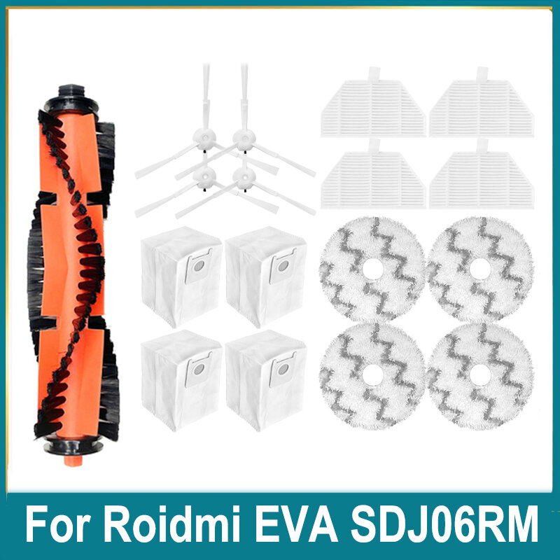 Аксессуары для самоочищающегося робота-пылесоса Roidmi EVA SDJ06RM, основная боковая щетка, фильтр НЕРА, пылевые мешки, ткань для швабры
