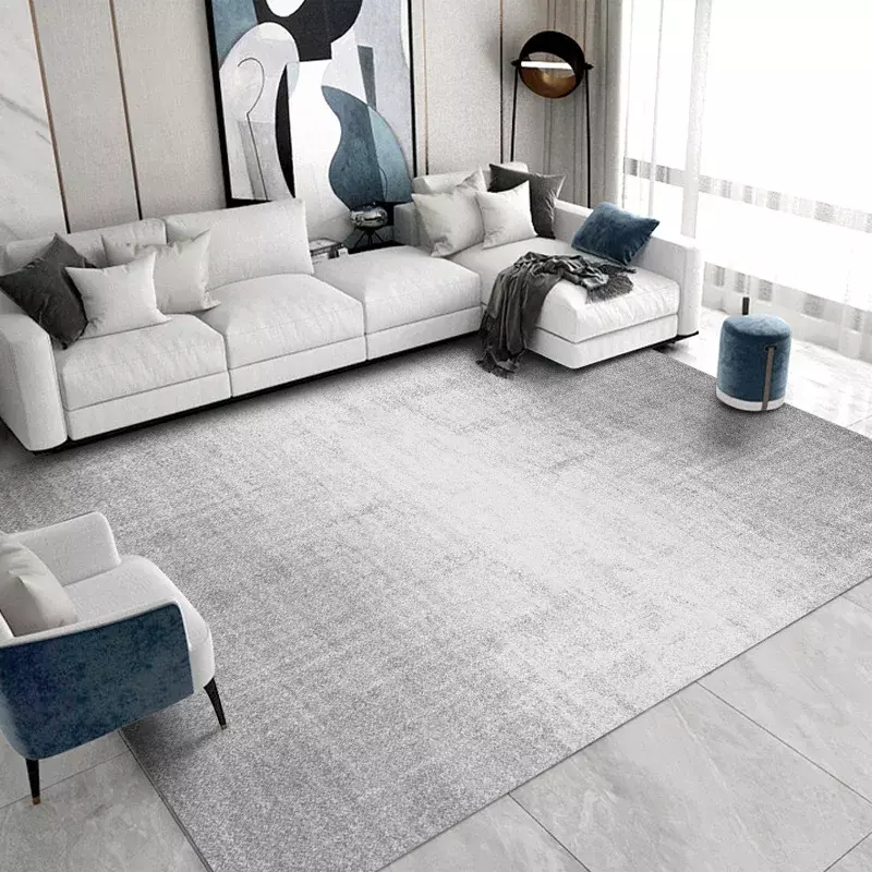 Alfombra moderna y sencilla para decoración de sala de estar, tapete de salón suave, gris, nórdico, lavable, antideslizante, para dormitorio