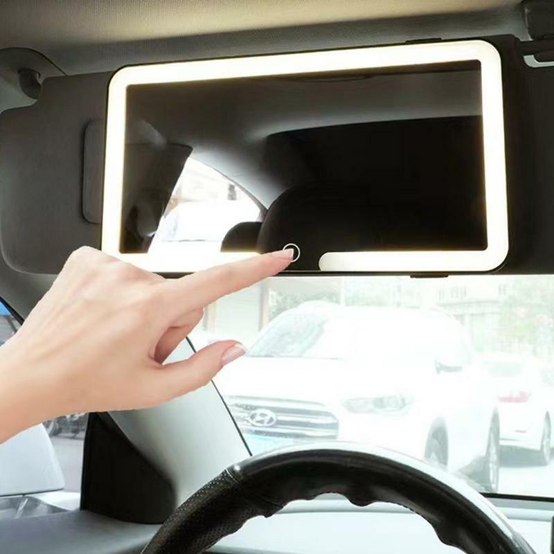 Espejo de tocador con pantalla táctil ajustable para coche, parasol para maquillaje, espejo retrovisor, sombreado, cosmético
