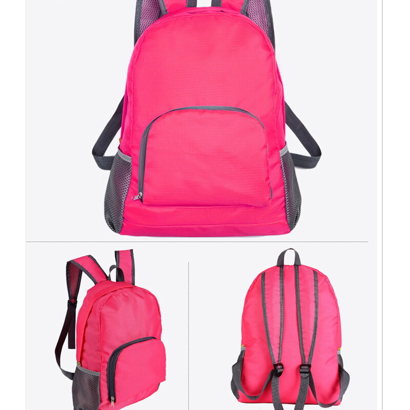 Zaino pieghevole portatile leggero con stampa di testo pieghevole borsa ultraleggera Outdoor Pack per donne uomini viaggio escursionismo rosa Daypack