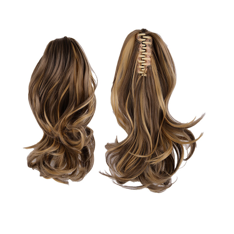 Garra clipe ponytail extensões para mulheres, peruca sintética encaracolado, extensões de cabelo rabo de cavalo, instantânea natural olhando, 12"