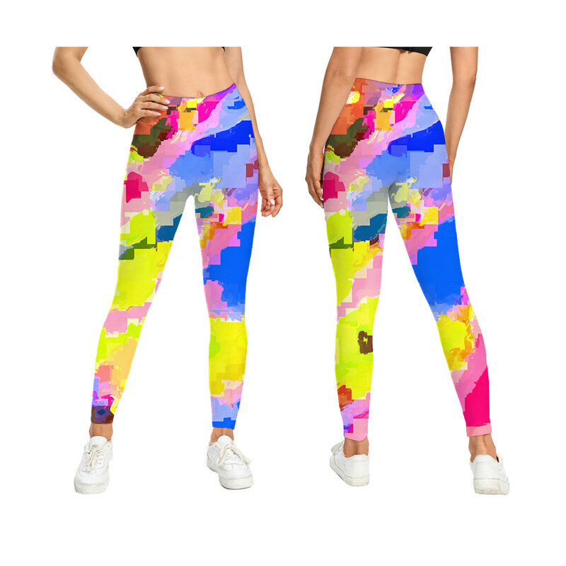 Legging motif digital untuk wanita, Legging motif digital 3D musim panas 2023, desain angkat bunga dan pelangsing