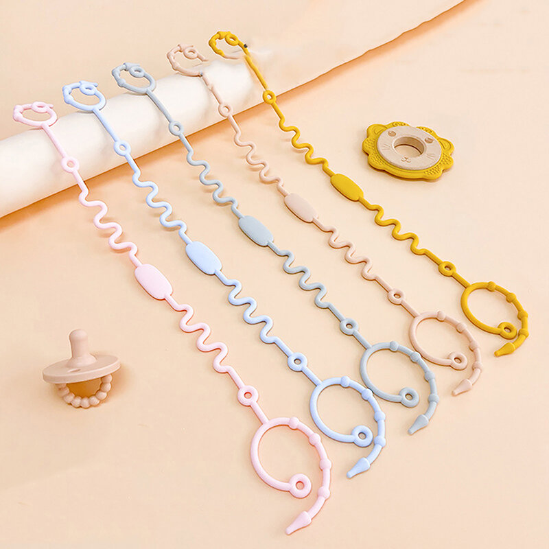 1Pc Infant Food Grade Silicone Color Anti-lost Chain Strap Pacifier Holder Chain High Quality Baby Teether Toys Straps