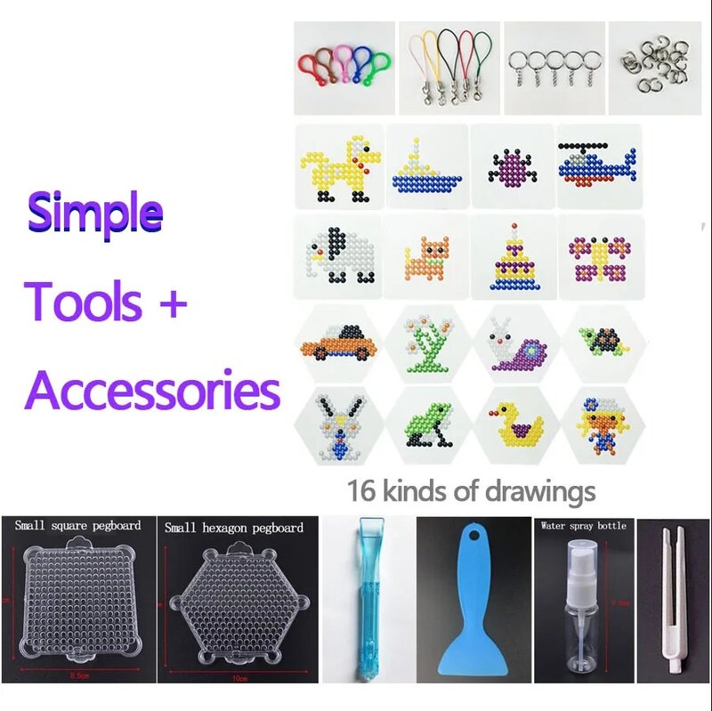 Handmade Magic Water tool Fuse Beads pegboard Creative Beads DIY Art Crafts Toys Sensory Toys Set with Accessories