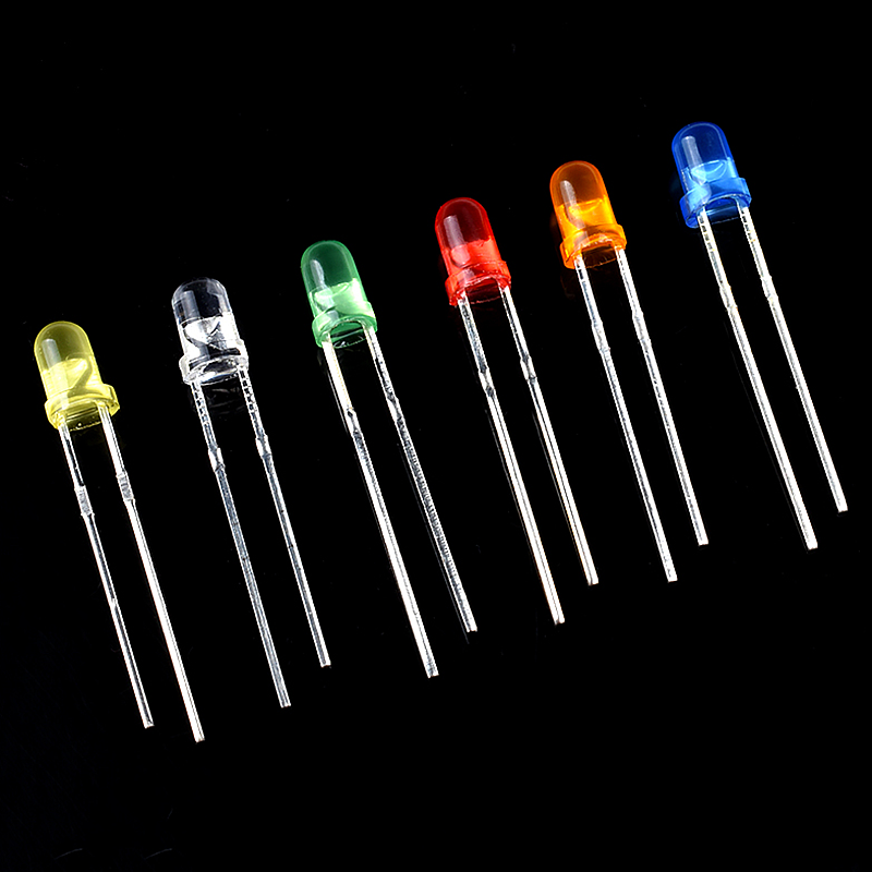 Surtido de diodos LED, Kit de diodos emisores de luz LED, luces indicadoras, blanco, verde, rojo, azul, amarillo, 3mm, 5mm, 100-500 piezas