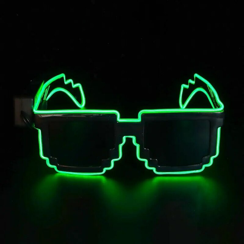 Kacamata LED mosaik nirkabel kacamata Neon pesta klub malam Halloween Natal ulang tahun warna Neon Rave kacamata berkedip