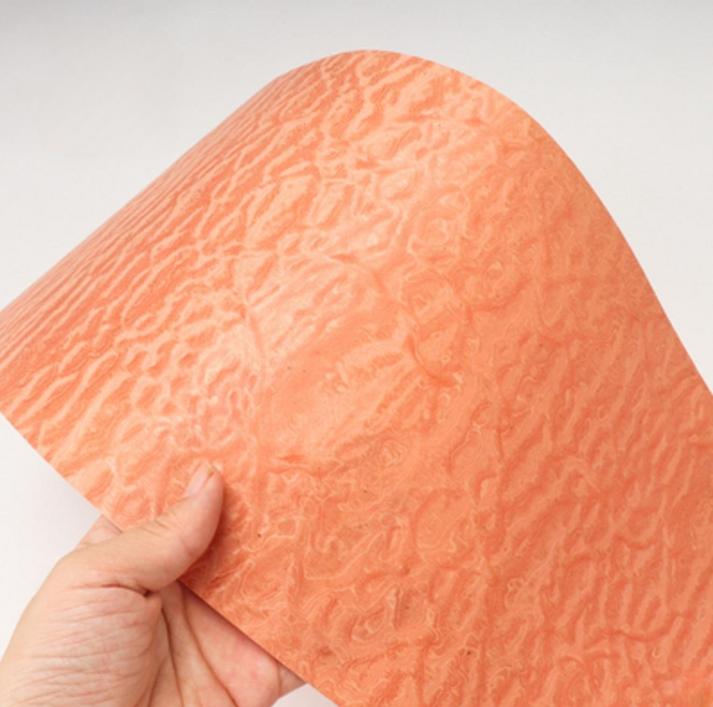 Teknologi Kayu bola ternoda pasir kayu kupas oranye buatan tangan lembaran Veneer dekorasi L:2meter lebar: 200mm T:0.25mm
