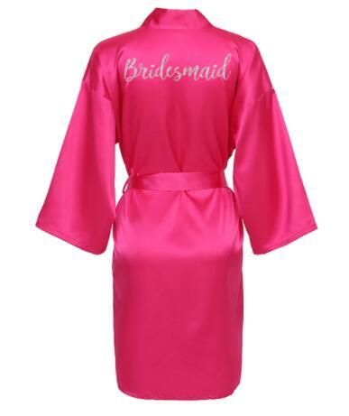 2019 Шелковый Атласный сексуальный халат подружки невесты банный халат ярко-розовый халат Свадебный серебристый матовый белый халат с принтом