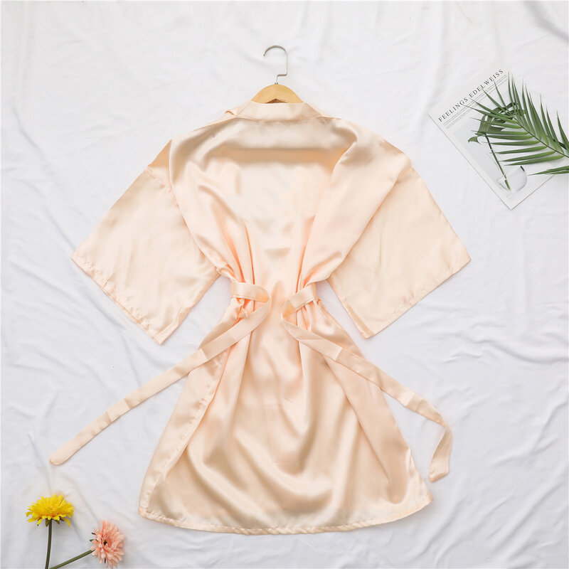 InjSatin-Robe Longue en Forme de Kimono pour Homme, Vêtement de Nuit Décontracté, Couleur Unie, Type Peignoir, Pyjama