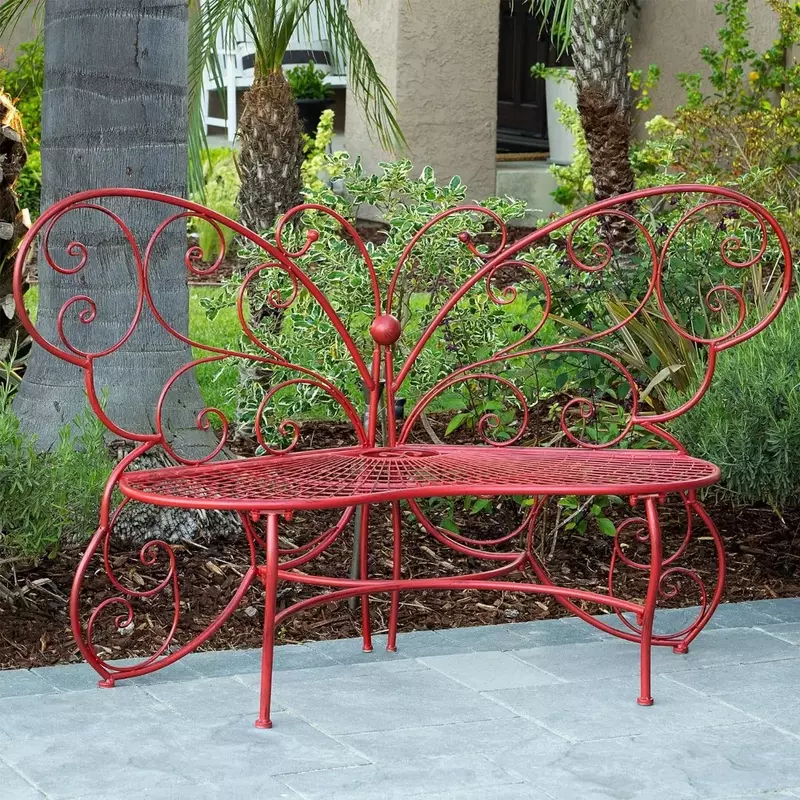 Two Person Outdoor Bench, 62 "length X 26" Width X 38 "height, Red Outdoor Bench