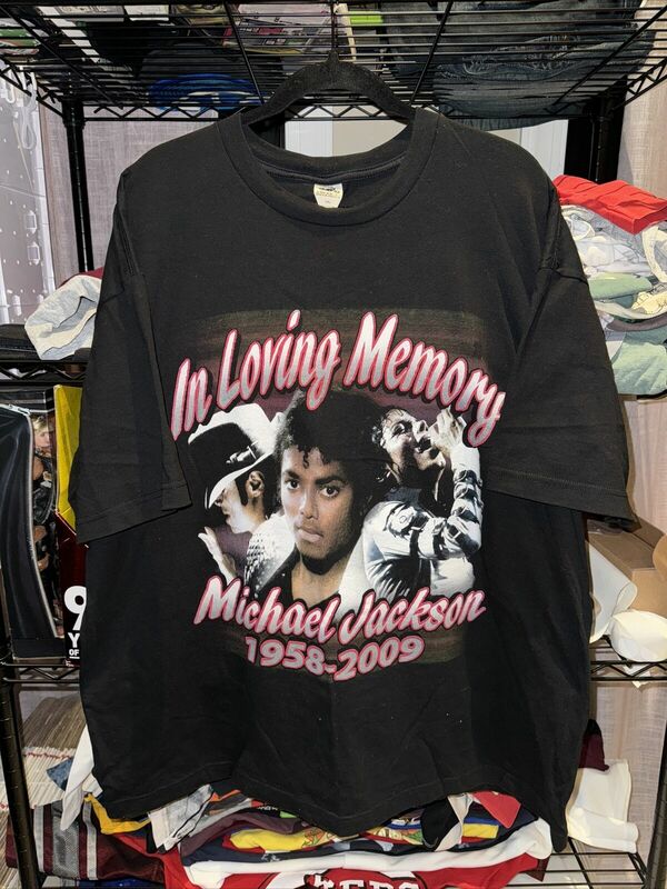 Camiseta Michael Jackson Memorial preta, Y2K 2009, tamanho Xl