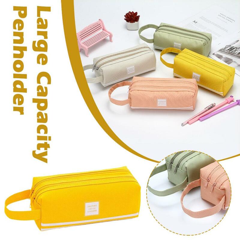 Creative Double Layer Large Capacity Pencil Case Simple Cloth Bag Bag Oxford Stationery Case Pencil Double Zipper Pencil X4A4