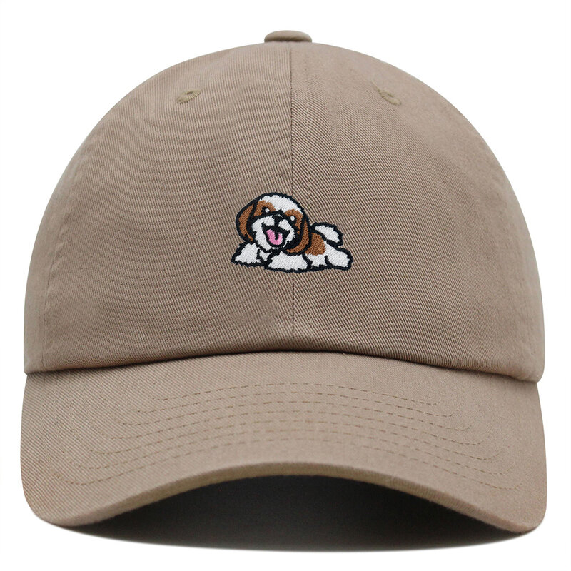 Chapeau de papa Shih Tzu unisexe en coton brodé, casquette de baseball de loisirs pour chien de compagnie, chapeau d'extérieur pour femme, mignon, été